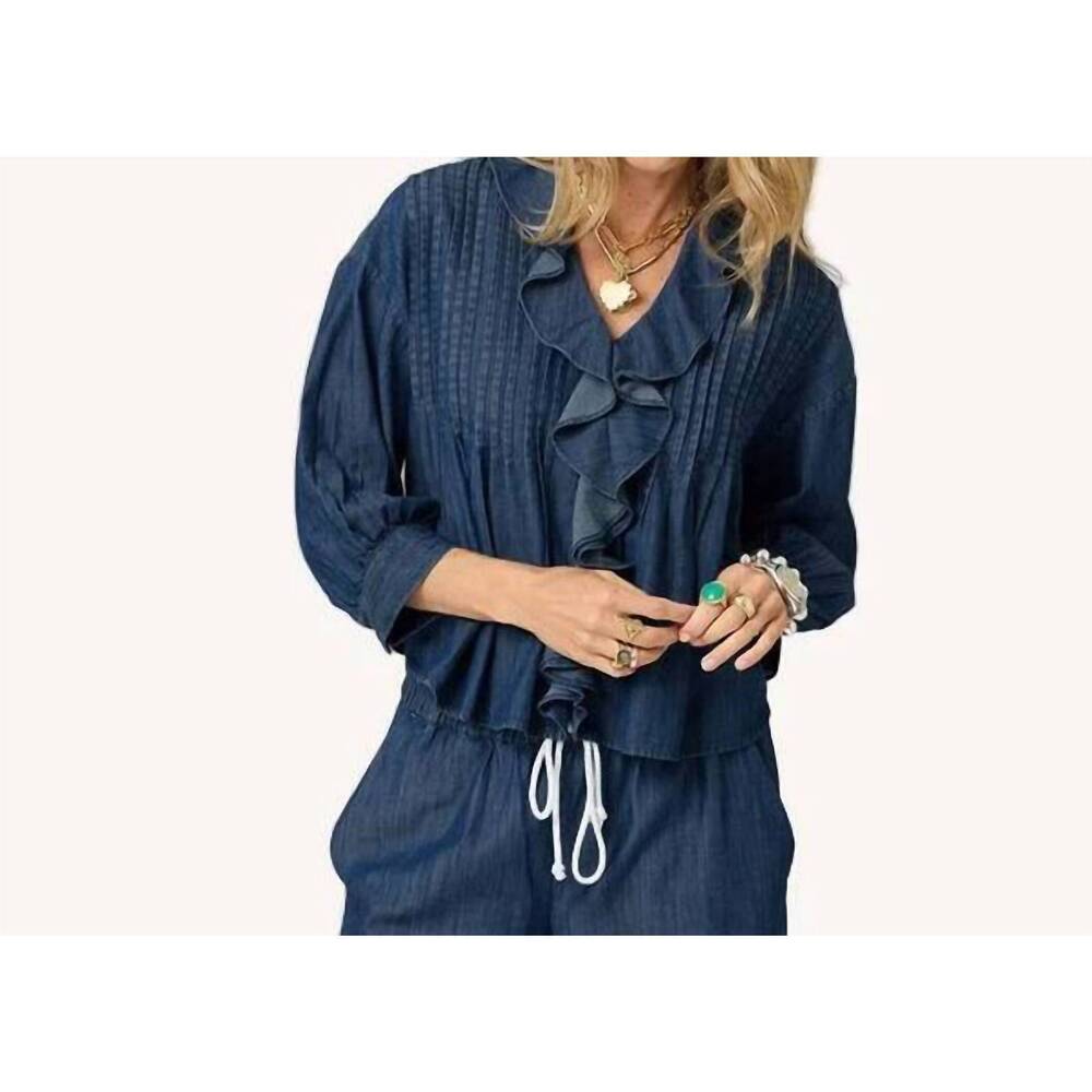 NEW KERRI ROSENTHAL rosen blouse in true denim